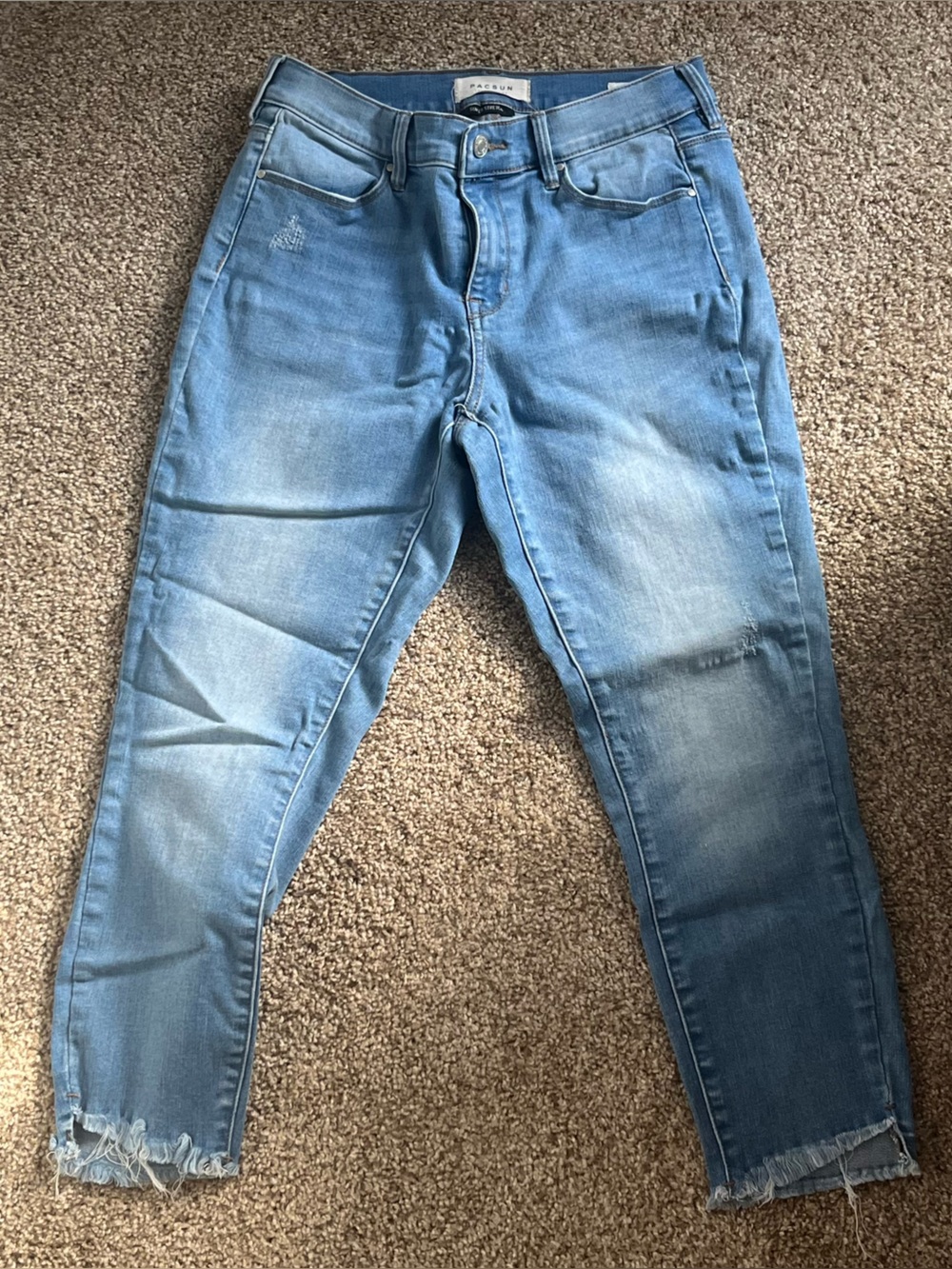 PacSun Light Wash Frayed Ankle Skinny Jeans